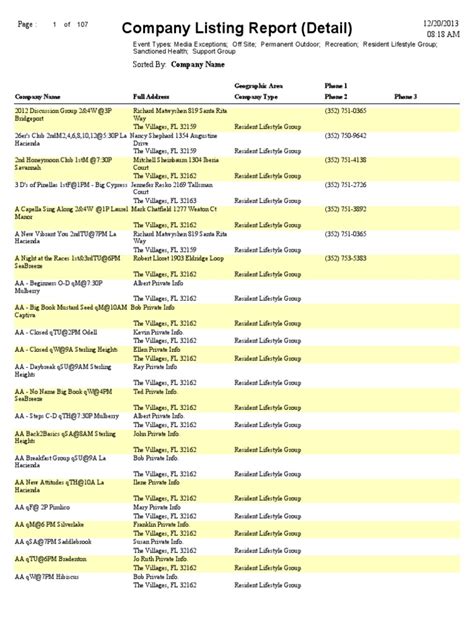 the villages fl club listings.